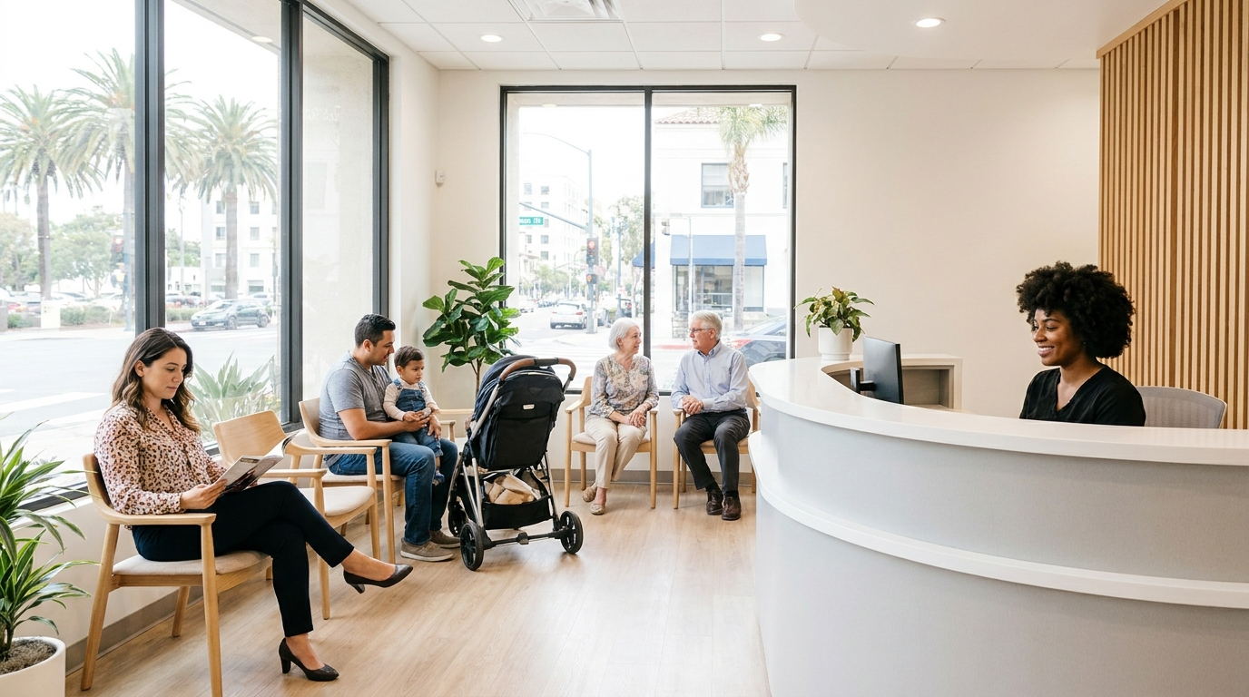 Hillcrest welcoming dentist office reception at Precision Dental Arts San Diego